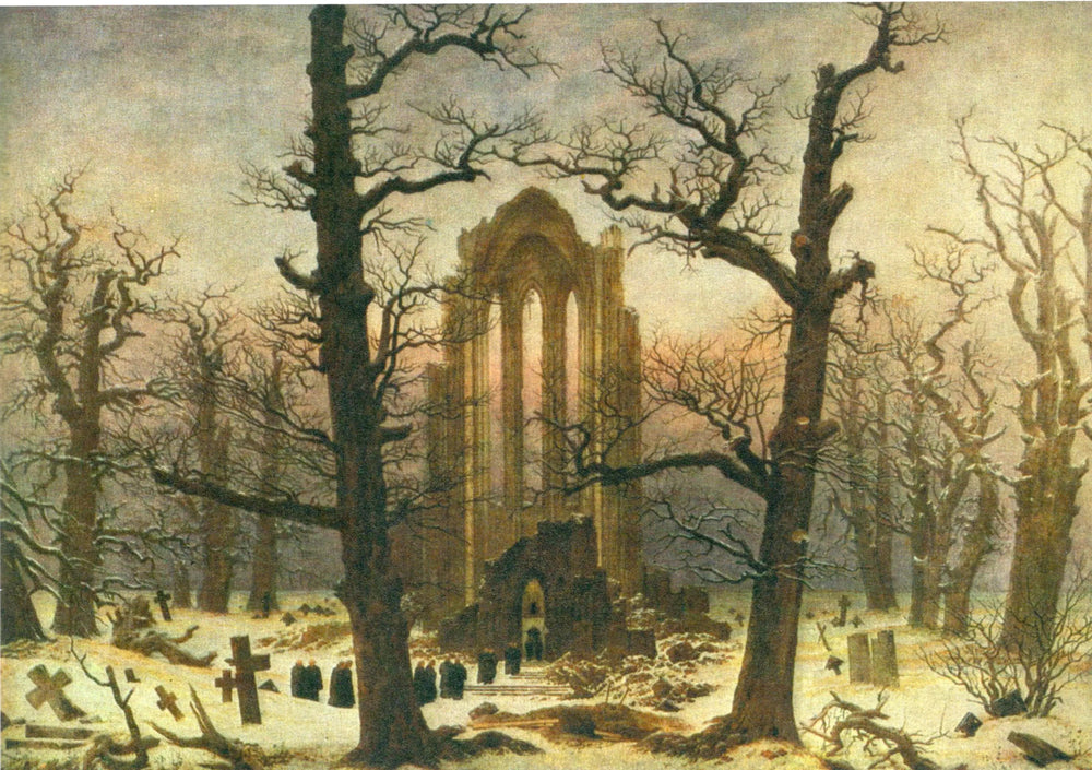 Cimetière d'un cloître sous la neige - Caspar David Friedrich image 1 reproduction de peinture à l’huile