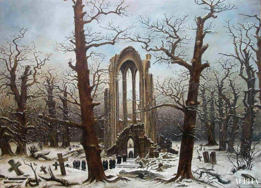 Cimetière de monastère dans la neige - Caspar David Friedrich - Reproductions de tableaux et peintures haut de gamme