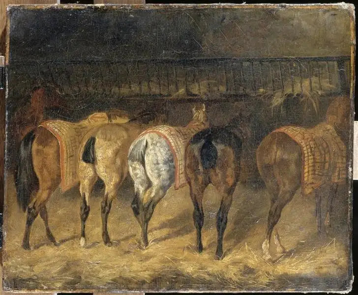 Five Horses Seen from the Rear in a Stable - Théodore Géricault