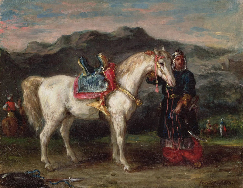 Circassian tenant a horse by the bride's son - Eugène Delacroix