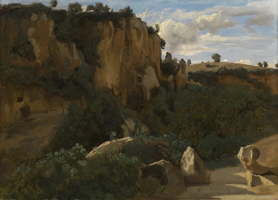 Civita Castellana. Rocks overlooking the wooded valley - Jean-Baptiste Camille Corot