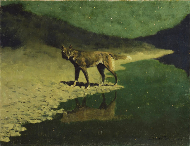 Moonlight, wolf - Frederic Remington