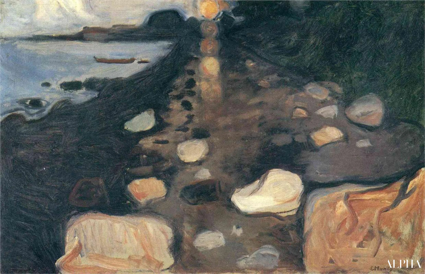 Moonlight on the Beach - Edvard Munch - High-end reproductions of paintings and artworks