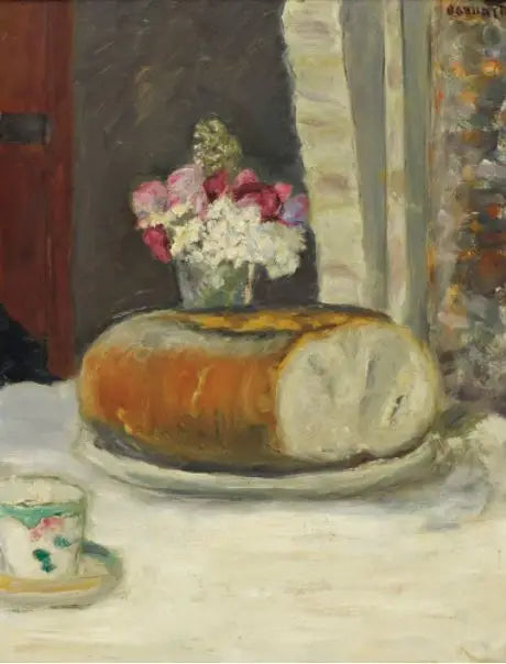 Table Corner (Coffee Cup, Bread and Flowers) - Pierre Bonnard