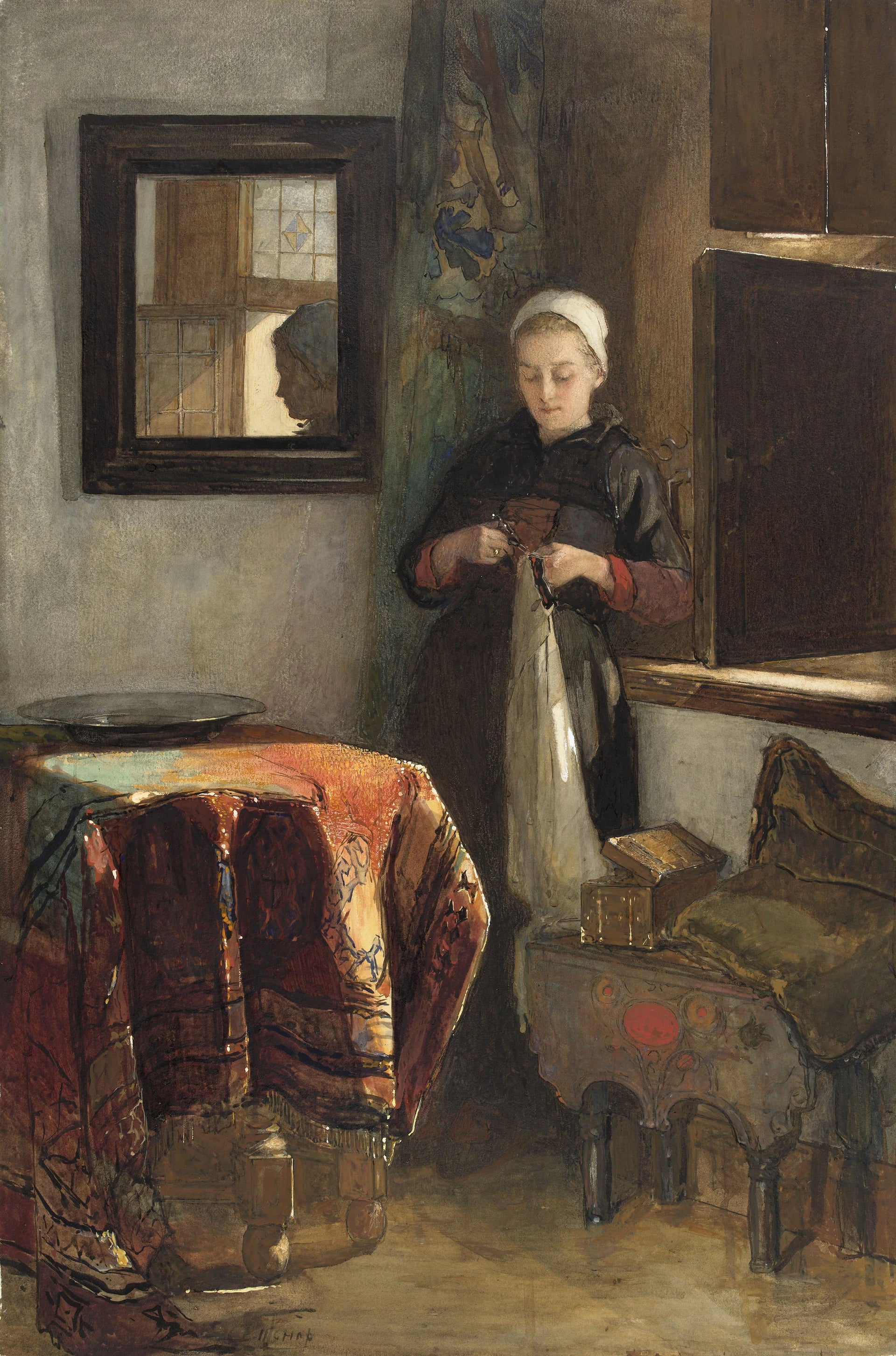 « Le coin ensoleillé » : jeune femme dans une pièce à Hindelopen - Christoffel Bisschop