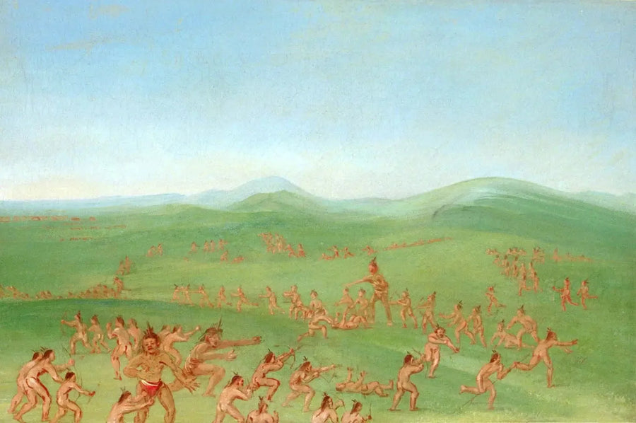 Simulated combat, Mandan Boys - George Catlin
