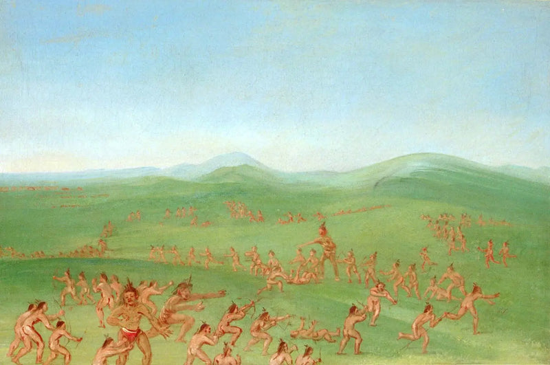 Simulated combat, Mandan Boys - George Catlin