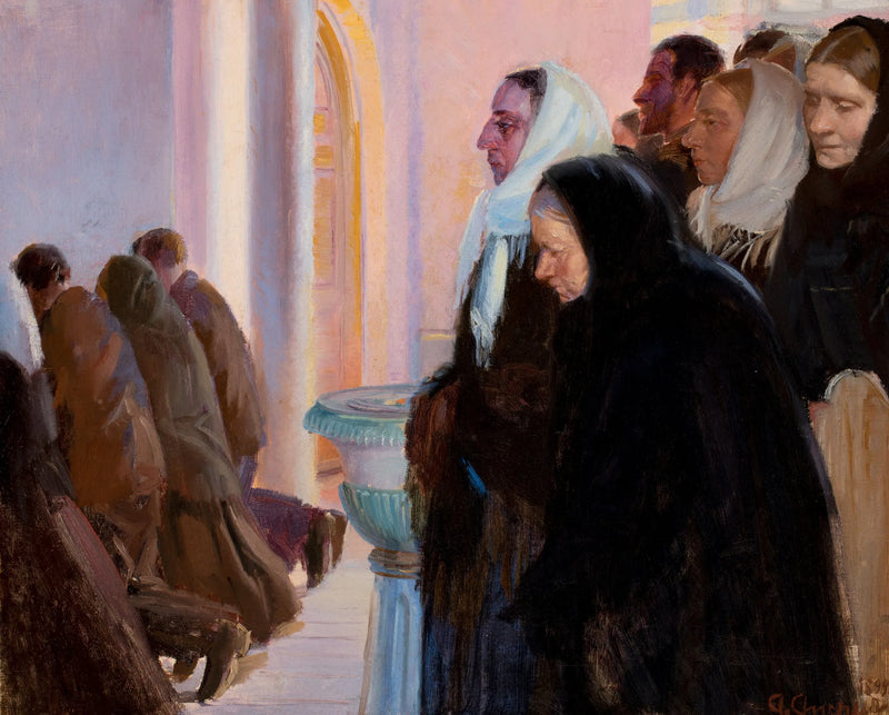 Communion in the church of Skagen. - Anna Ancher