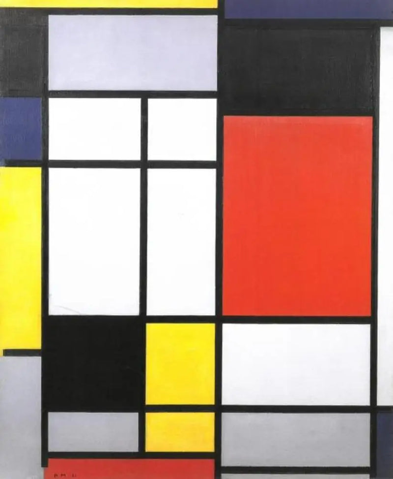 Composition with yellow, blue, black, red, and gray - Piet Mondrian