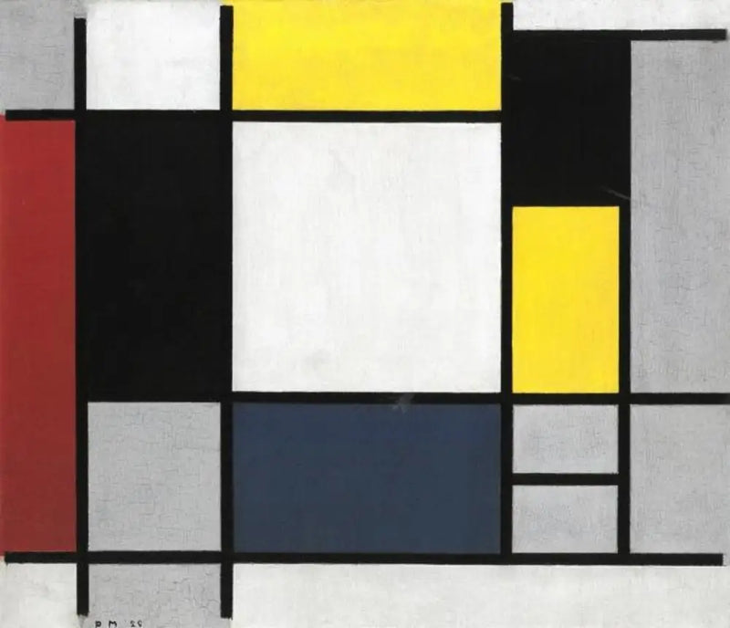Composition with yellow, red, black, blue, and gray - Piet Mondrian