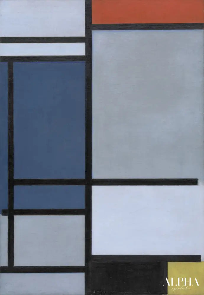 Composition avec du rouge du bleu du noir du jaune et du gris - Mondrian - Reproductions de tableaux et peintures haut de gamme