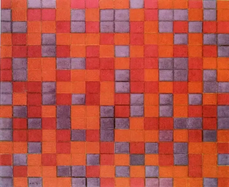 Checkerboard Composition, Dark Colors - Piet Mondrian