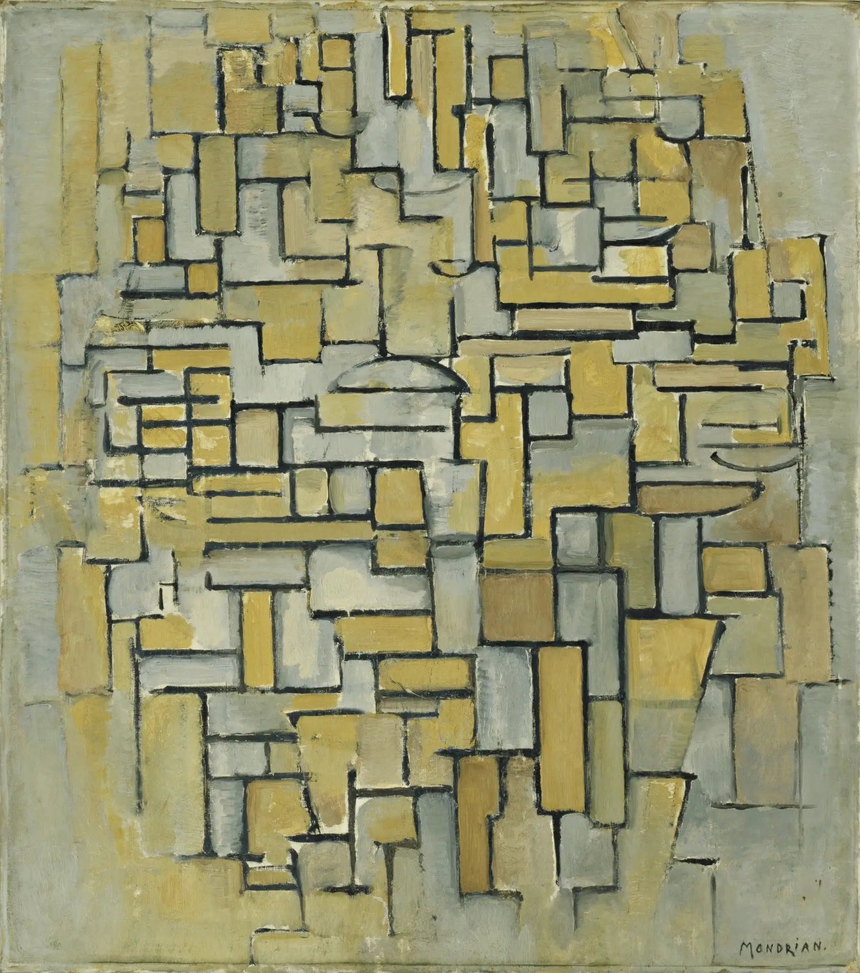 Composition en marron et gris - Piet Mondrian image 1 copie peinte à la main à l’huile