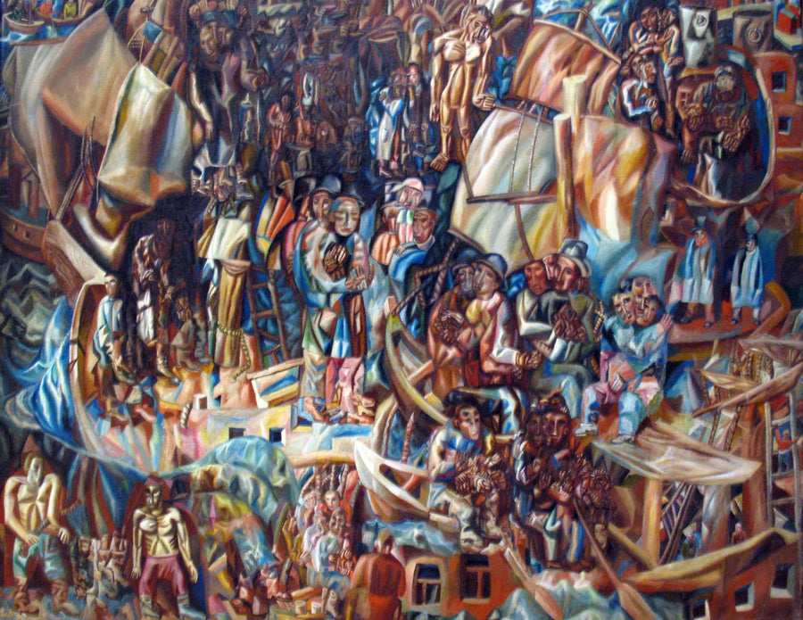 Composition : Navires - Pavel Filonov image 1 copie peinte à la main à l’huile