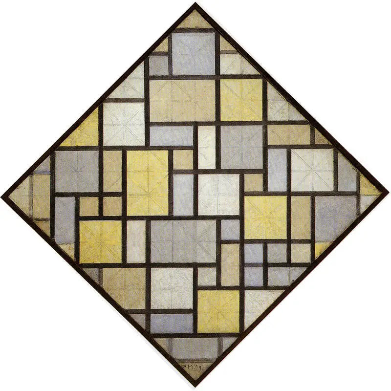 Composition: Light color planes with gray lines - Piet Mondrian