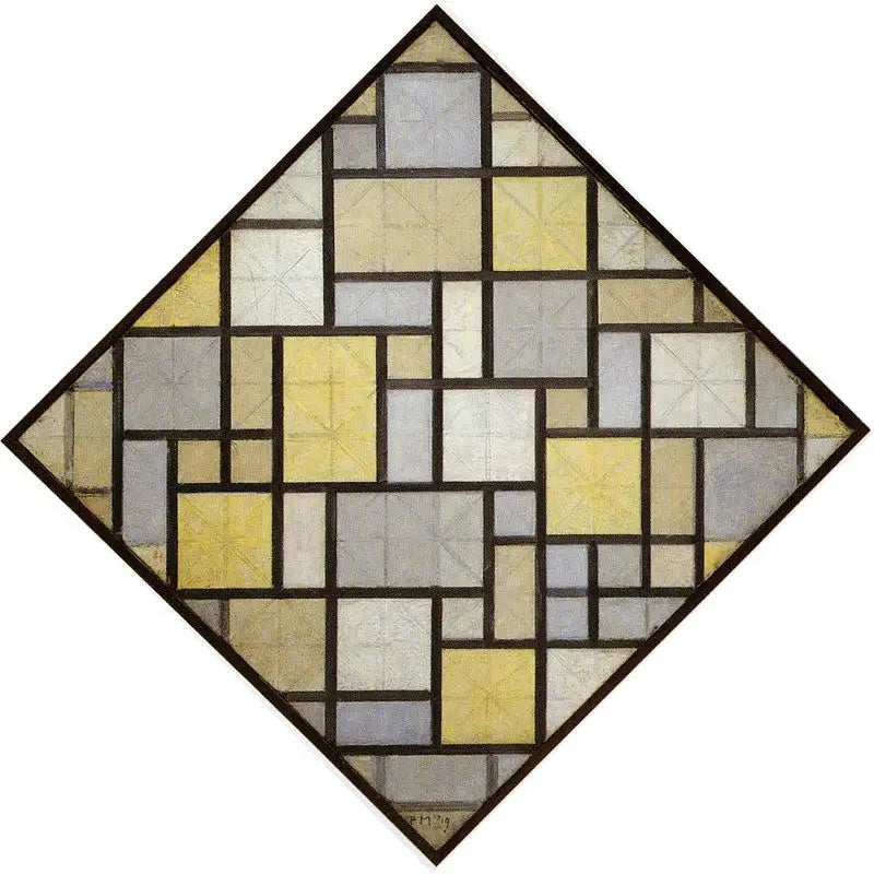 Composition: Light color planes with gray lines - Piet Mondrian