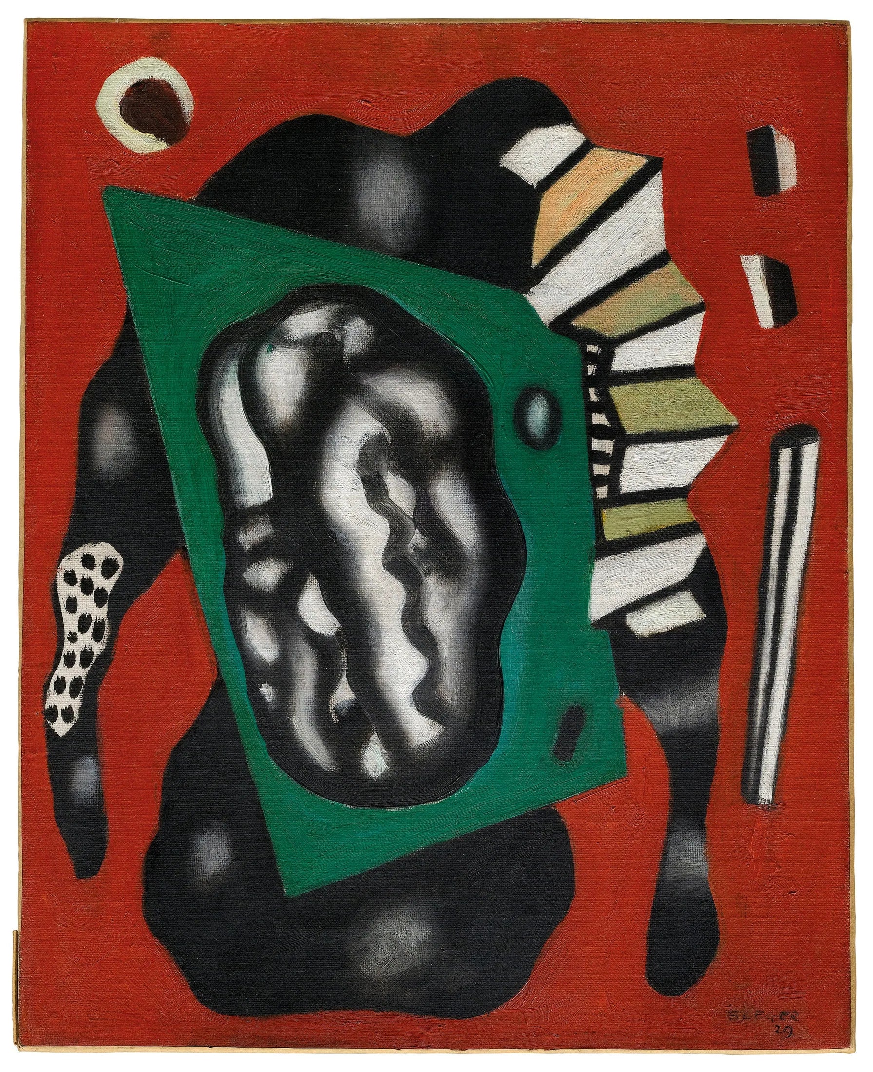 Composition sur fond rouge - Fernand Léger image 1 reproduction d’œuvre d’art à l’huile