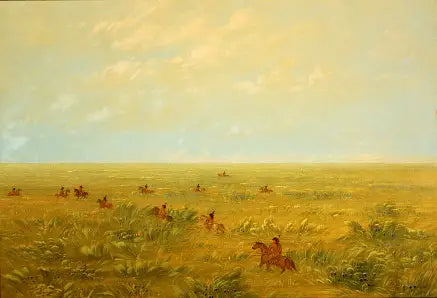 Driving in the pampas for wild cattle - Connibo - George Catlin
