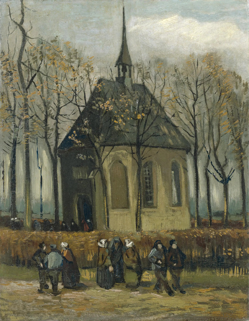 Congregation Leaving the Reformed Church of Nuenen - Vincent van Gogh