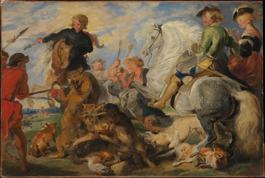 Copy after "La chasse au loup et au renard" by Rubens - Edwin Henry Landseer
