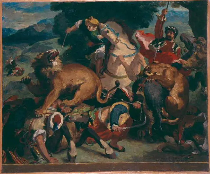 Copy after 'La chasse aux lions' by Delacroix - Odilon Redon