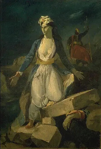 Copy after 'Greece on the ruins of Missolonghi' by Delacroix - Odilon Redon