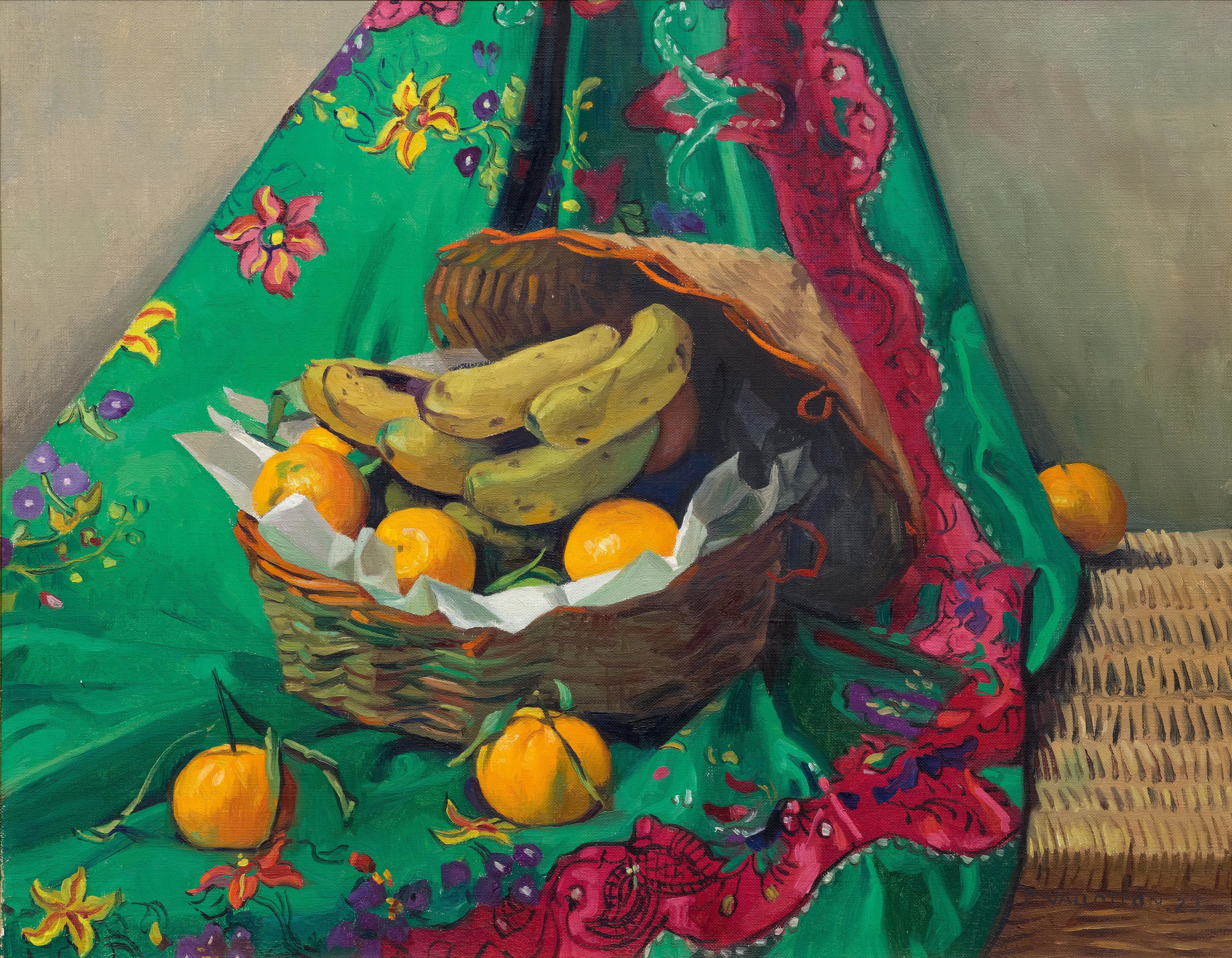 Basket of mandarins and bananas - Félix Vallotton