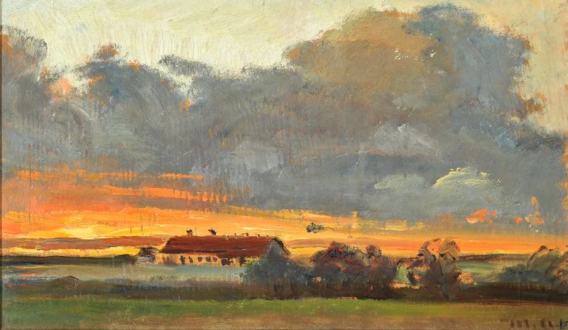 Sunset in Skagen with a view of Rytter Søren's farm. - Michael Peter Ancher