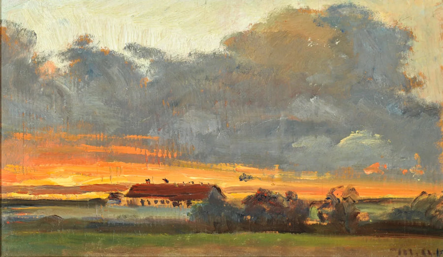 Sunset in Skagen with a view of Rytter Søren's farm. - Michael Peter Ancher