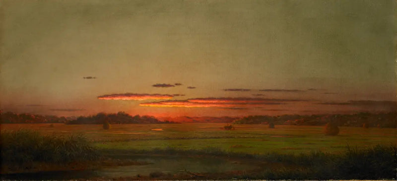 Sunset, hay cart in the distance - Martin Johnson Heade