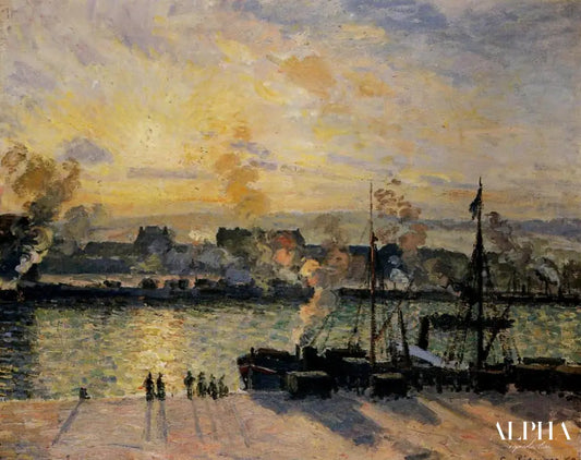 Coucher de soleil, Port de Rouen - Camille Pissarro - Reproductions de tableaux et peintures haut de gamme