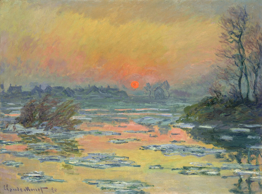 Sunset over the Seine, winter W574 - Claude Monet