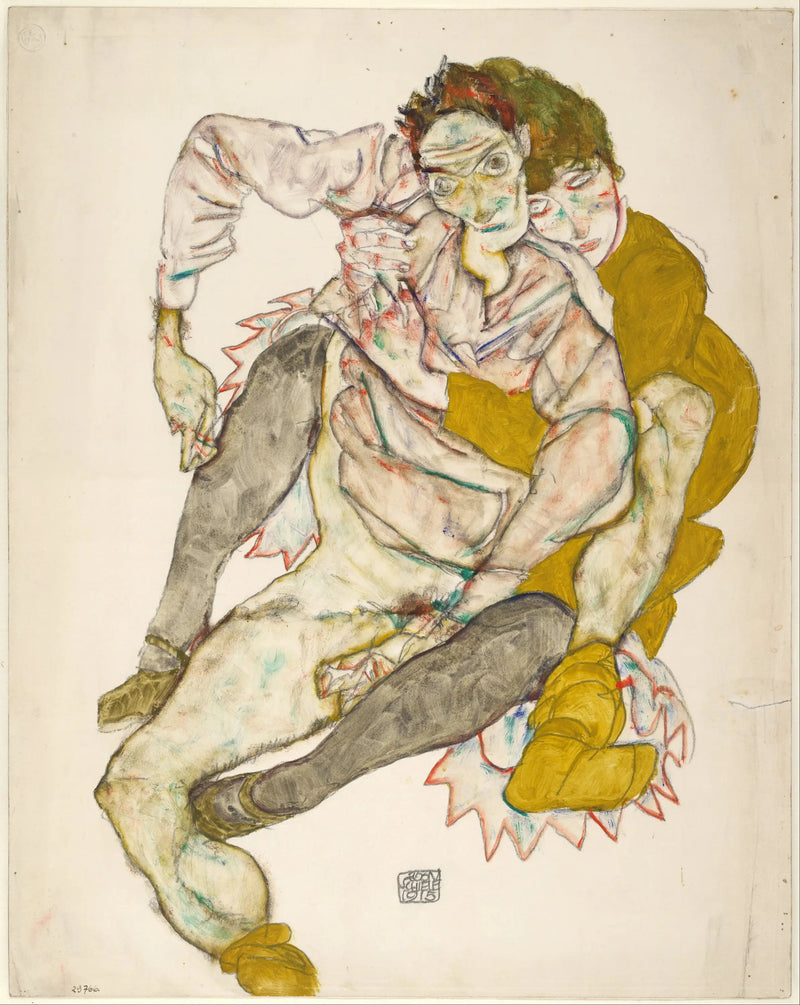 Sitting Couple - Egon Schiele