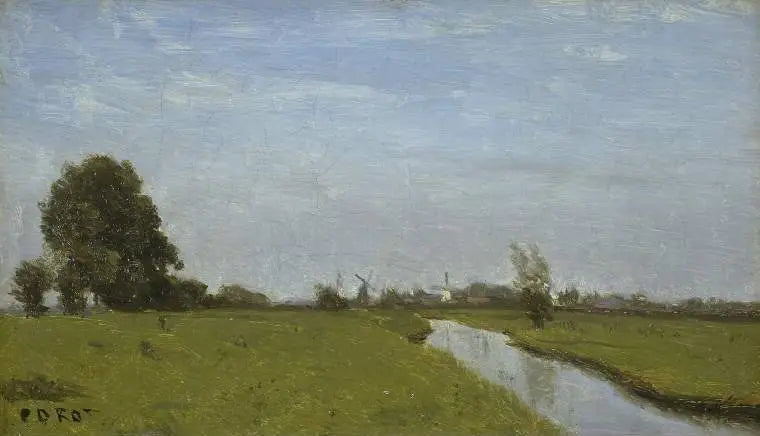 Watercourse in Holland. Plain - Jean-Baptiste Camille Corot