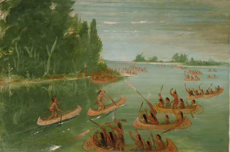 Canoe Race near Sault Ste. Marie - George Catlin