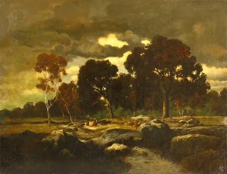 Crépuscule dans une forêt - Théodore Rousseau image 1 reproduction de peinture à l’huile