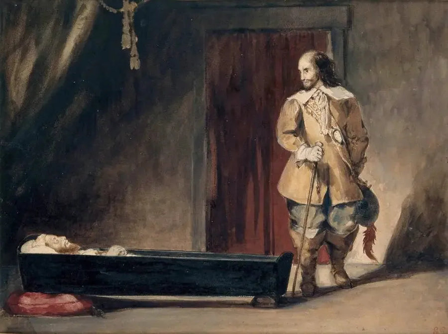 Cromwell before the coffin of Charles I - Eugène Delacroix