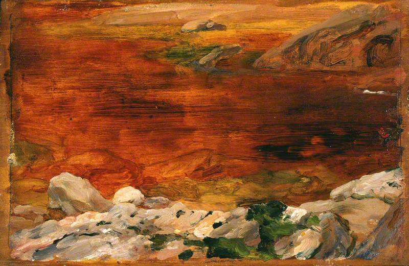 Sketch: Rochers et eau, Scotland (A swimming pool, Findhorn) - Frederic Leighton