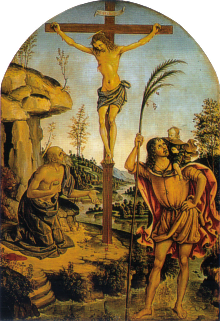 Crucifixion between Saints Jerome and Christopher - Pinturicchio