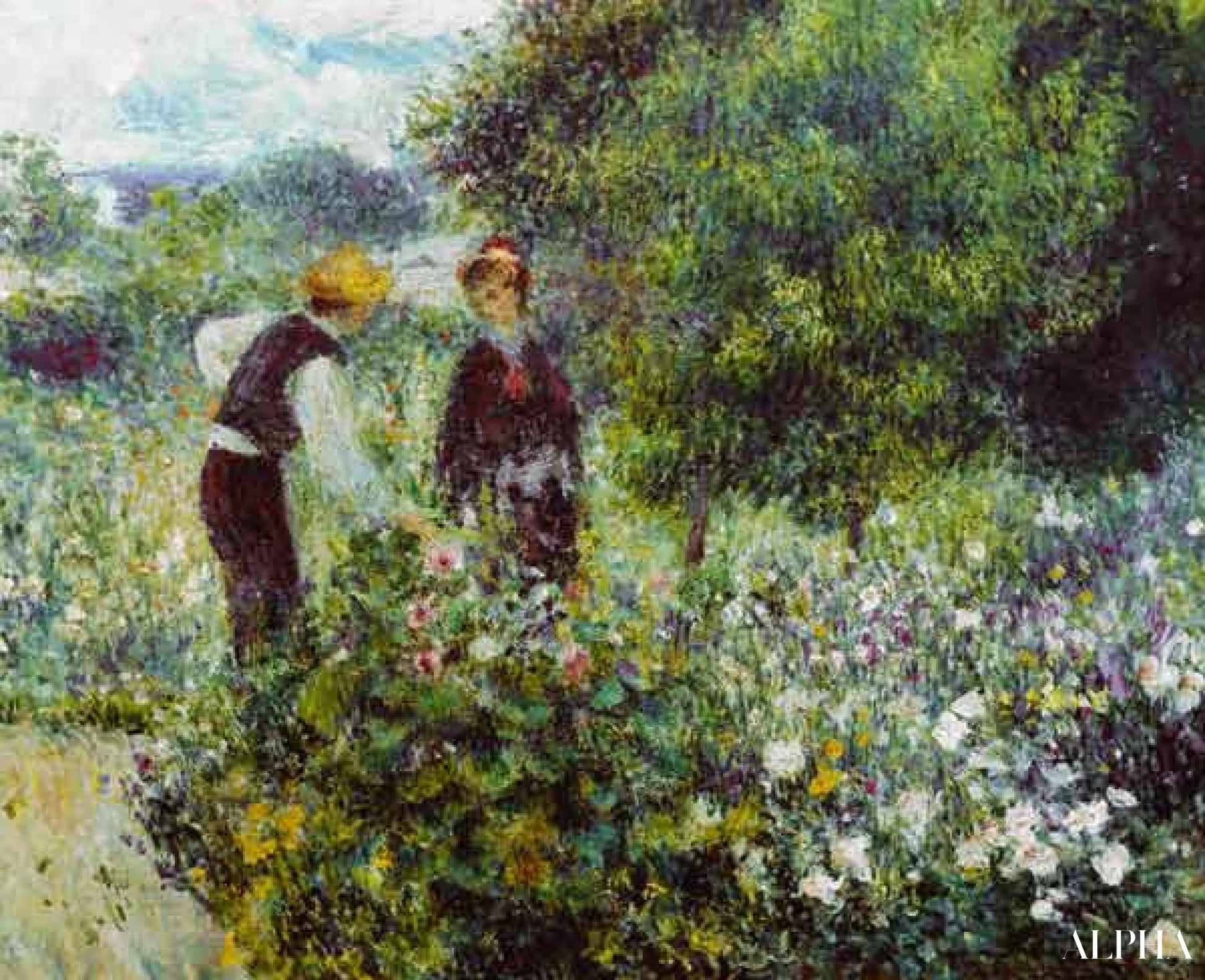 Cueillir des fleurs 1875 - Pierre-Auguste Renoir - Reproductions de tableaux et peintures haut de gamme