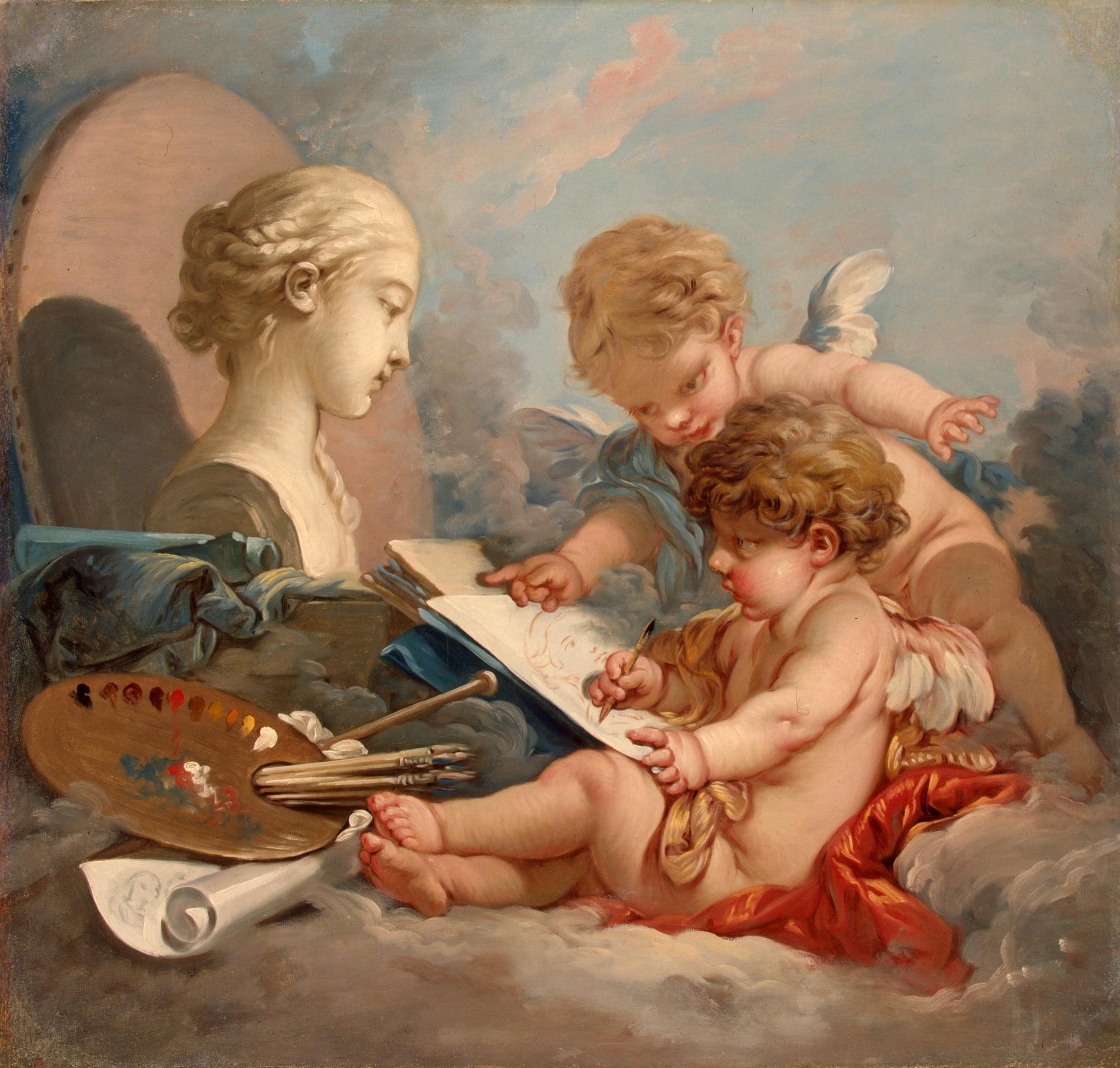 Cupids. Allegory of Painting - François Boucher