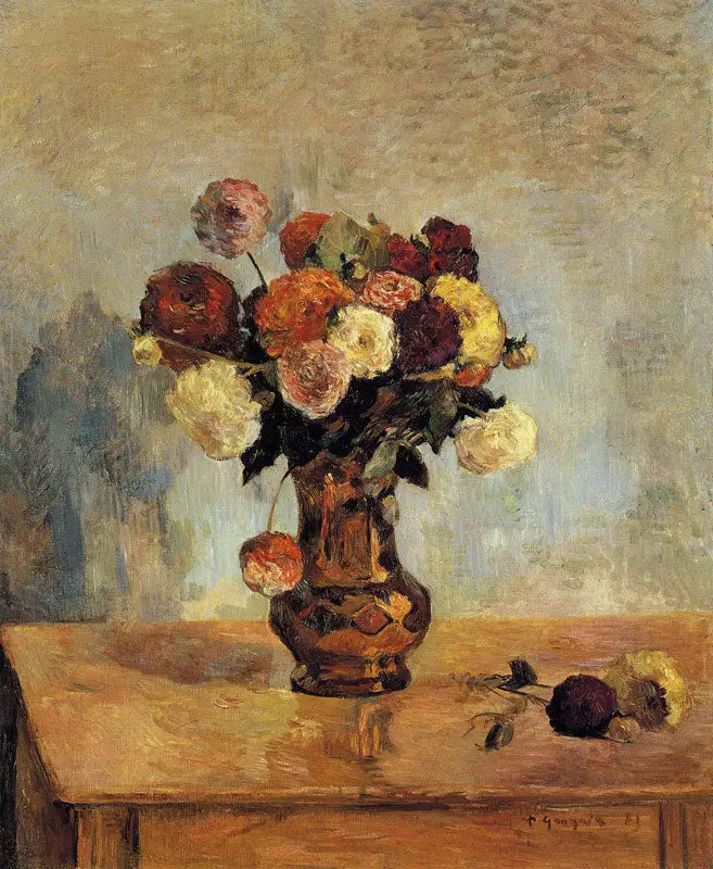 Dahlias in a Copper Vase - Paul Gauguin