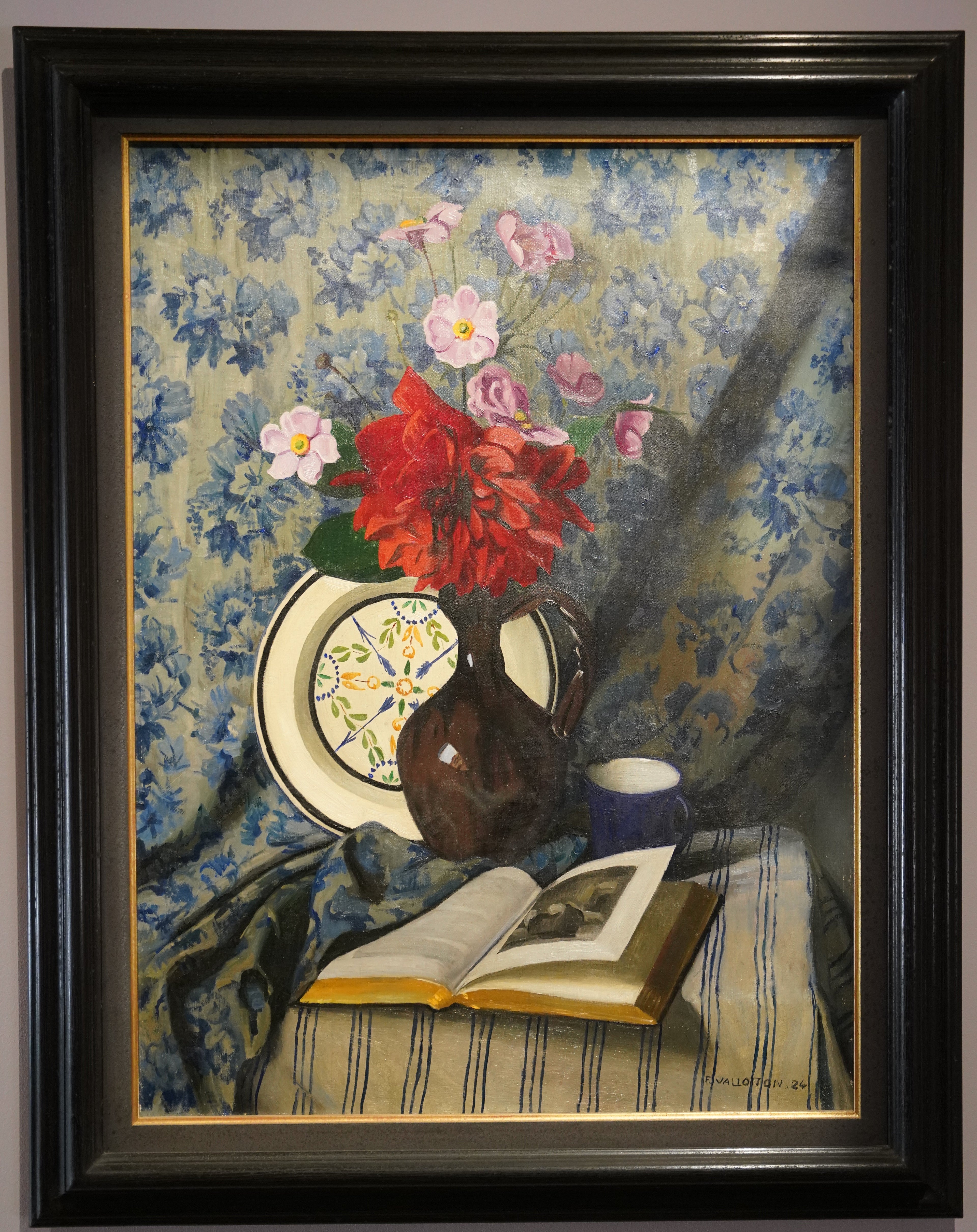 Red dahlias and open book - Félix Vallotton