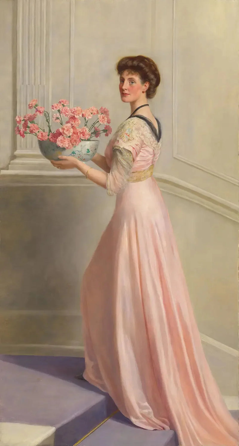 Lady with a Bowl of Pink Carnations - John Collier
