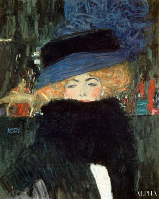 Dame avec le chapeau et le boa - Gustav Klimt - Reproductions de tableaux et peintures haut de gamme