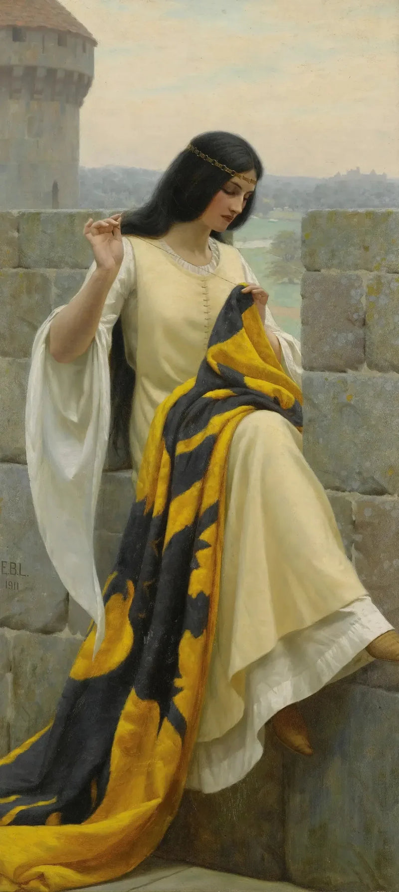 Lady Embroidering the Banner - Edmund Blair Leighton