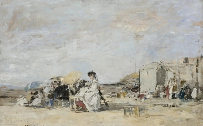 Woman in White on the Beach at Trouville - Eugène Boudin