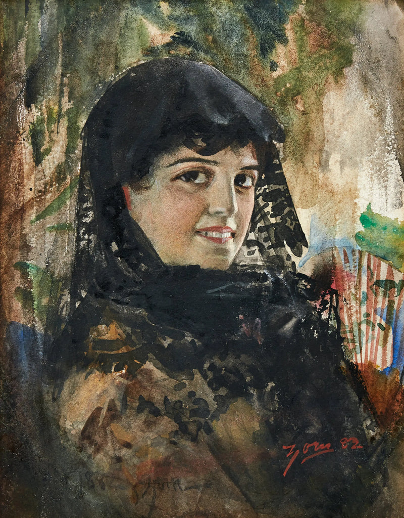 Spanish Lady with Black Mantilla - Anders Zorn