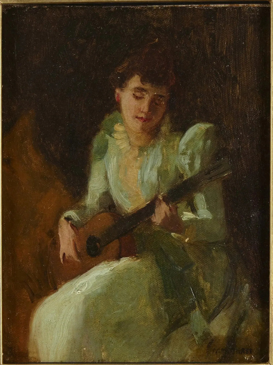 Lady Playing Guitar - William Merritt Chase