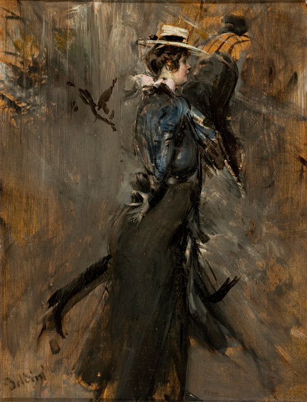 Lady Wearing a Straw Hat (Morning Walk) - Giovanni Boldini